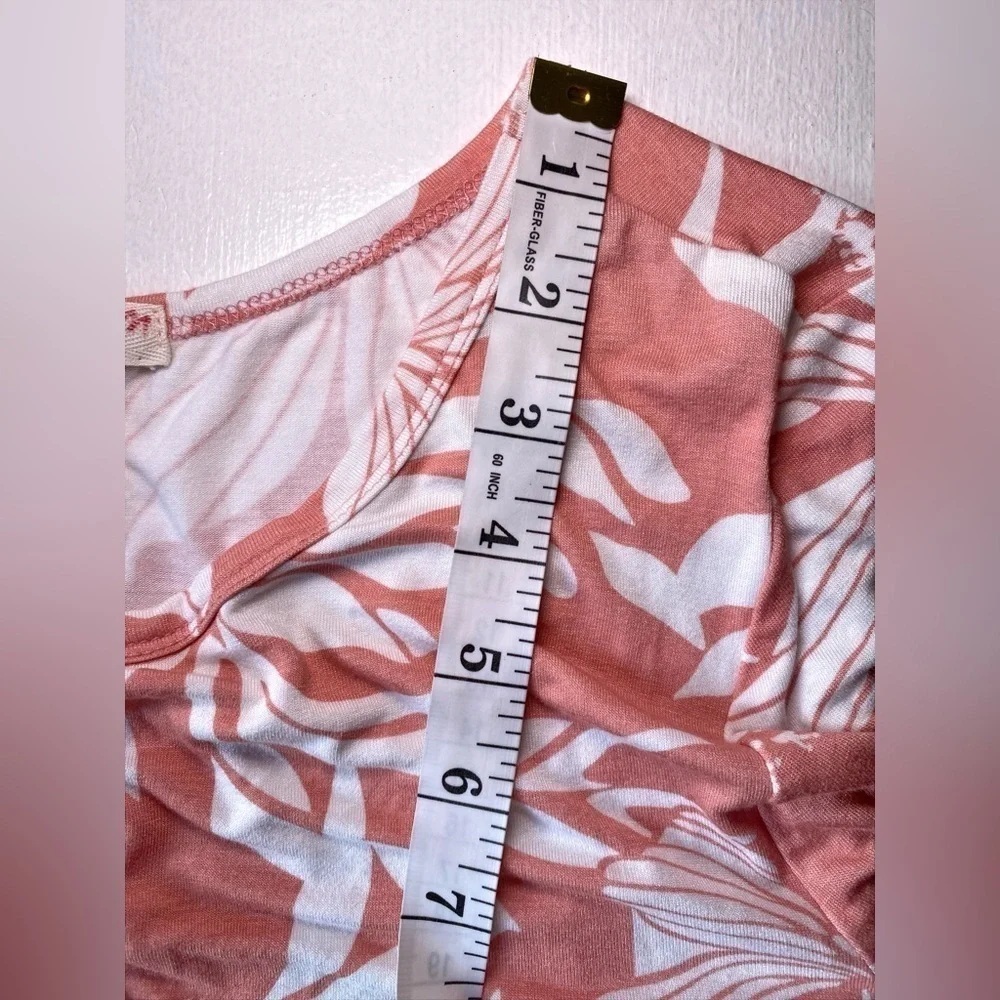 Viamor Peach Floral Short Sleeve Midi Dress with Pockets - Picture 12 of 14